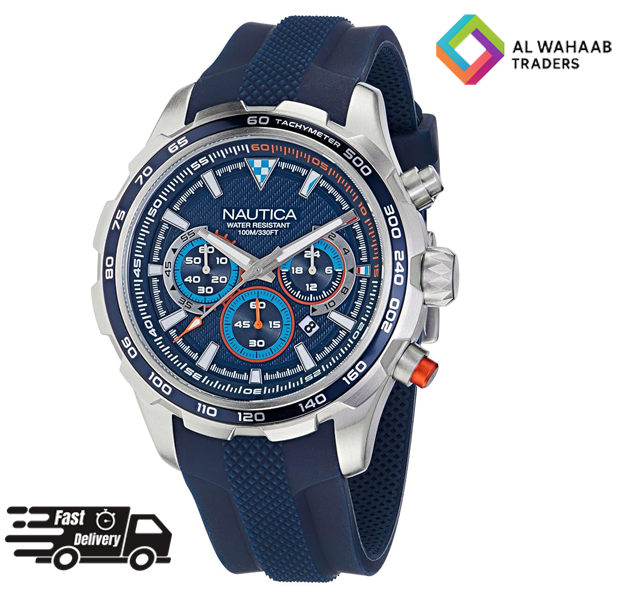 Nautica Men's NAPNSF303 NST Chrono Blue Silicone Strap Watch
