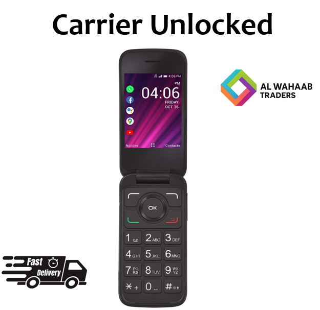 Unlocked Flip Phone My Flip 2 4G LTE - Black - 4GB Big Buttons "Facebook, YouTube, google map, and many other apps"