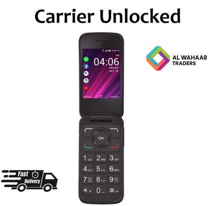 Unlocked Flip Phone My Flip 2 4G LTE - Black - 4GB Big Buttons "Facebook, YouTube, google map, and many other apps"